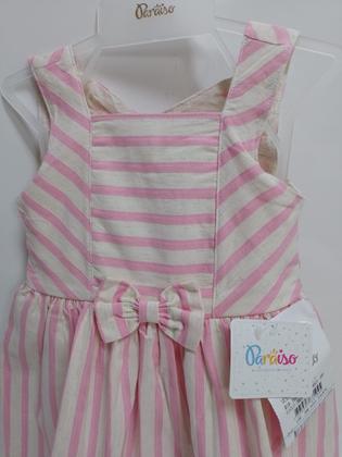 Imagem de Vestido Menina Tecido Nature Listrado Paraiso Verão Rf 15587