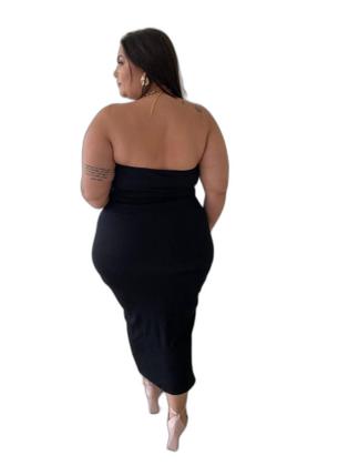 Imagem de Vestido Mide sem alça Canelado Tamanho Plus Sizes