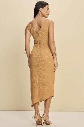 Imagem de Vestido Midi Assimétrico em Malha Creponada - Miravest