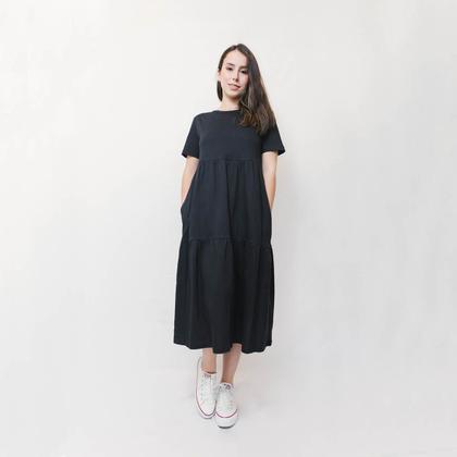 Imagem de Vestido Midi Clássico Babado Preto