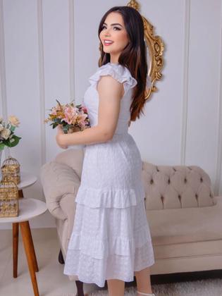 Imagem de Vestido Midi com Babado Elegante Festa Noiva Convidada