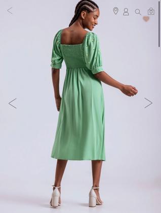 Imagem de Vestido Mídi Com Manga Bufante Bordada