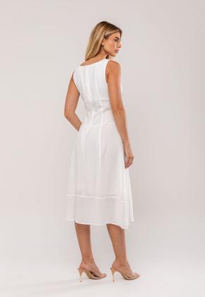 Imagem de Vestido Midi Decote Reto e Alça Larga Branco Salvatore