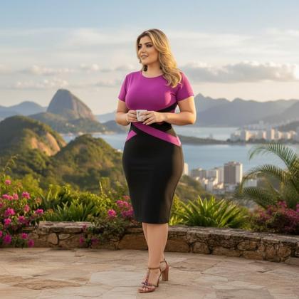 Imagem de Vestido Midi Detalhe em X Moda Feminina Evangélica