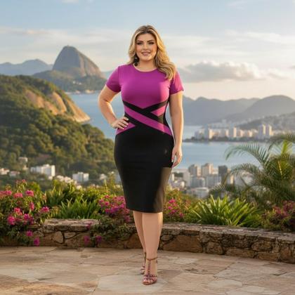 Imagem de Vestido Midi Detalhe em X Moda Feminina Evangélica