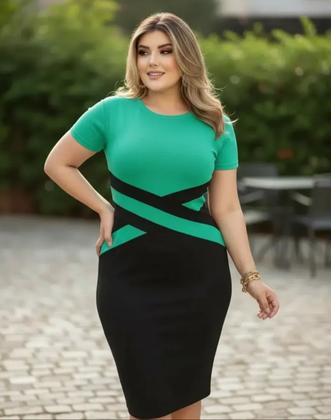 Imagem de Vestido Midi Detalhe em X Moda Feminina Evangélica