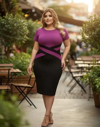 Imagem de Vestido Midi Detalhe em X Moda Feminina Evangélica