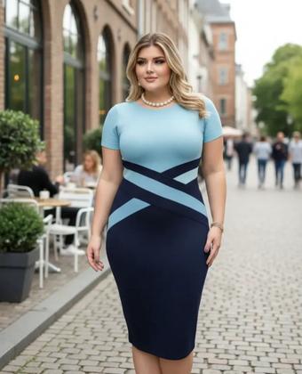 Imagem de Vestido Midi Detalhe em X Moda Feminina Evangélica