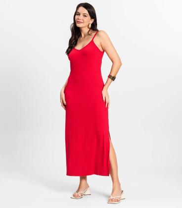 Imagem de Vestido Midi em Ribana Canelada Rovitex Vermelho