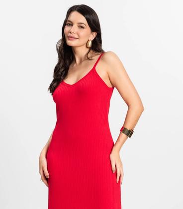 Imagem de Vestido Midi em Ribana Canelada Rovitex Vermelho