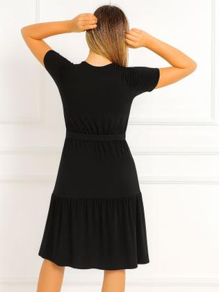 Imagem de Vestido Midi Feminino com Amarração na Cintura, Manga Curta em Malha Confortável