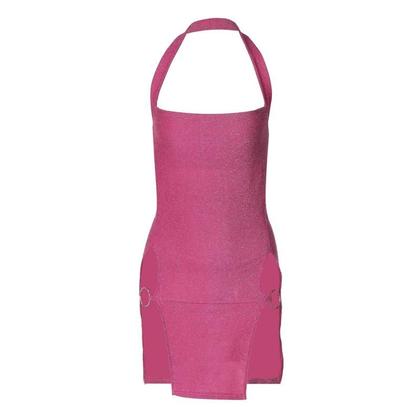 Imagem de Vestido Midi Feminino Elegante Halter Sem Costas Justo Hugcitar 2024 Brilho Fenda Y2K Primavera