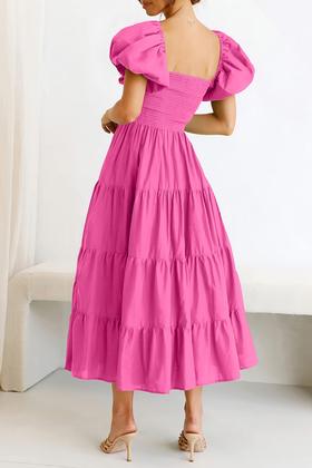Imagem de Vestido midi feminino PRETTYGARDEN, de manga curta, rosa