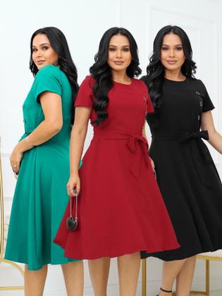 Imagem de Vestido Midi Godê Festa Social Elegante Moda Evangélica