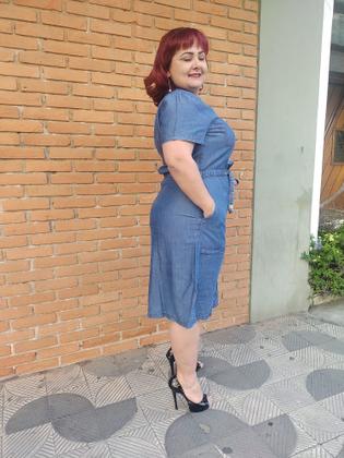Imagem de Vestido Midi Jeans  Liocel  C/manga Plus Size Lançamento Verão Amary 177