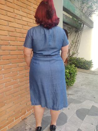 Imagem de Vestido Midi Jeans  Liocel  C/manga Plus Size Lançamento Verão Amary 177