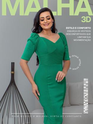 Imagem de Vestido Midi Justo Malha Canelado 3D com Manga Decote V Festa