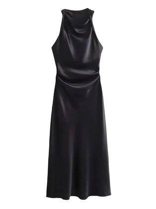 Imagem de Vestido Midi Longo De Cetim Sem Mangas Para Mulheres, Vestido Sexy Para Festa De Verão, Elegante
