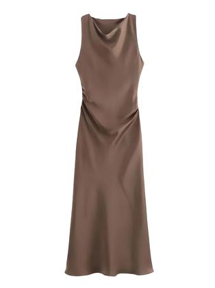 Imagem de Vestido Midi Longo De Cetim Sem Mangas Para Mulheres, Vestido Sexy Para Festa De Verão, Elegante