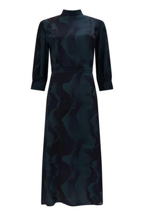 Imagem de Vestido Midi Lunender Mangas 3/4 Estampado Preto