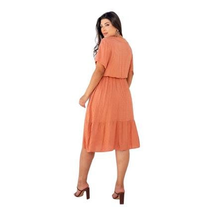 Imagem de Vestido Midi Manga Viscolinho Com Pipoquinha