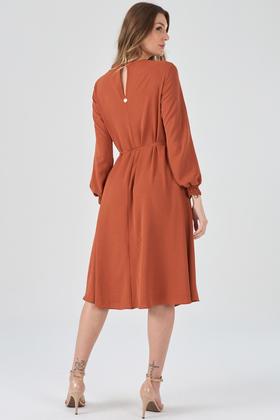 Imagem de Vestido Midi PKS Com Cinto Terracota