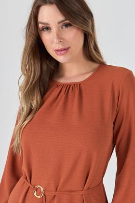 Imagem de Vestido Midi PKS Com Cinto Terracota