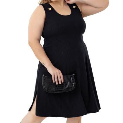 Imagem de Vestido Midi Plus Size Alça Larga Com Detalhe de Bortão Fixo E Fendas Laterais 40124A