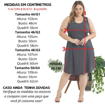 Imagem de Vestido Midi Plus Size Alça Larga Com Detalhe de Bortão Fixo E Fendas Laterais 40124A