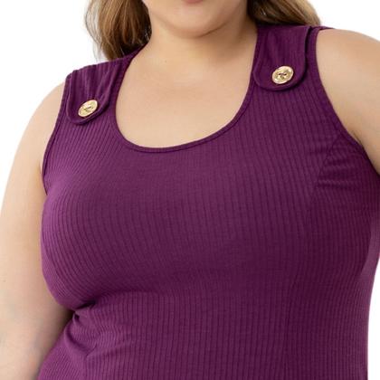 Imagem de Vestido Midi Plus Size Alça Larga Com Detalhe de Bortão Fixo E Fendas Laterais 40124A