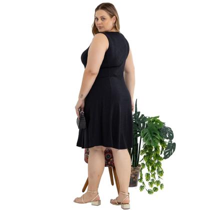 Imagem de Vestido Midi Plus Size Alça Larga Com Detalhe de Bortão Fixo E Fendas Laterais 40124A