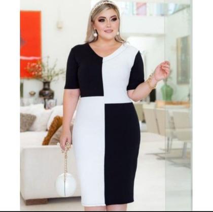 Imagem de Vestido Midi Plus Size Biocolor Moda Feminina Evangélica
