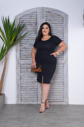 Imagem de Vestido Mídi Plus Size Com Manga e Bolso