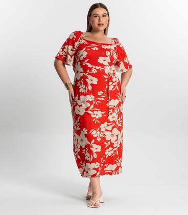 Imagem de Vestido Midi Plus Size Estampado Secret Glam Laranja