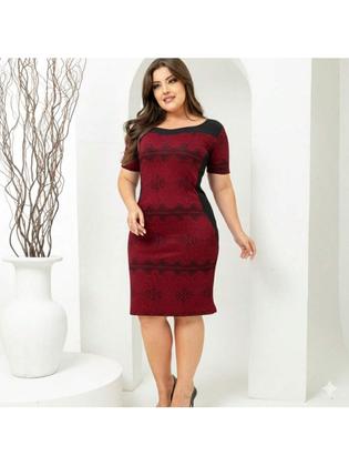 Imagem de Vestido Midi Plus Size Feminino Tubinho Afina Cintura Moda Evangélica/Modesta