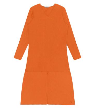 Imagem de Vestido Midi Plus Size Manga Longa Secret Glam Laranja