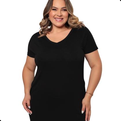 Imagem de Vestido Midi Plus Size Saruel Com Bolsos Básico Fenda