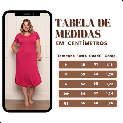 Imagem de Vestido Midi Plus Size Saruel Com Bolsos Básico Fenda