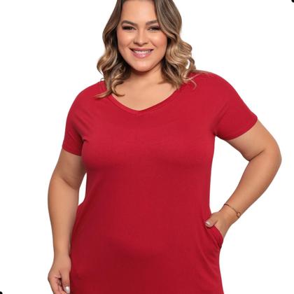Imagem de Vestido Midi Plus Size Saruel Com Bolsos Básico Fenda
