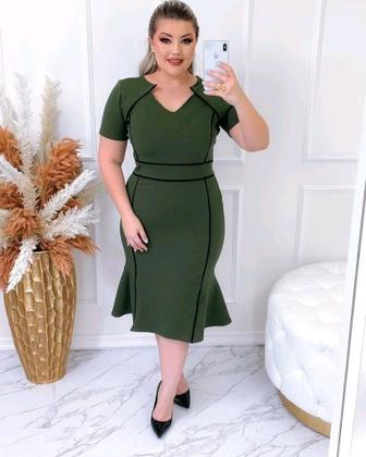 Imagem de Vestido Midi Plus Size Viés Moda Evangélica Feminina