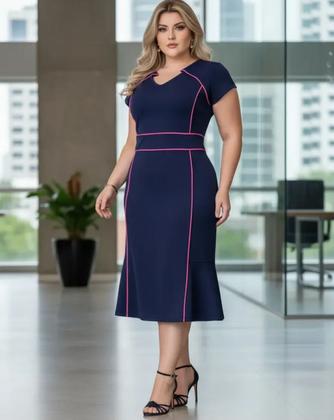 Imagem de Vestido Midi Plus Size Viés Moda Evangélica Feminina
