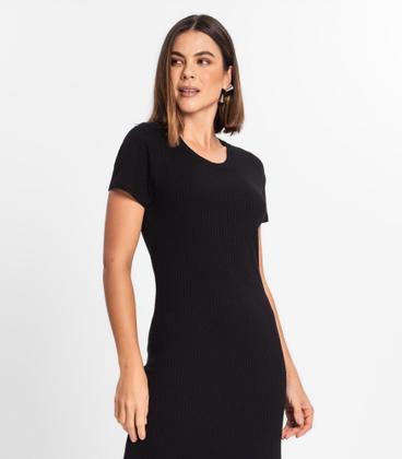 Imagem de Vestido Midi Ribana Canelada Básico Rovitex Preto - Rovitex Básicos