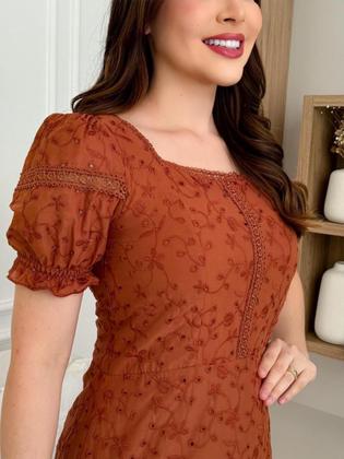 Imagem de Vestido Midi Rodado Malha Lese Algodão Evangélico Festa