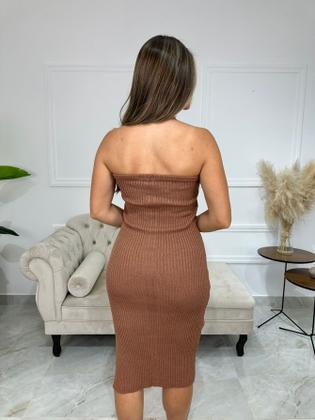 Imagem de Vestido Midi sem alça Canelado Modal