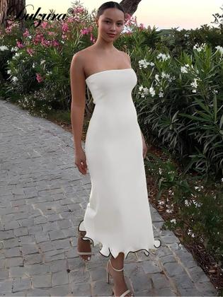 Imagem de Vestido Midi Sem Mangas Com Ruffles E Patchwork Para Mulheres, Roupa Sexy Para Festas E Clubes,