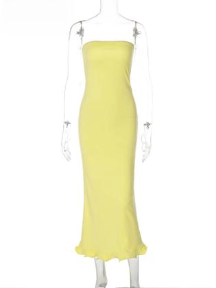 Imagem de Vestido Midi Sem Mangas Com Ruffles E Patchwork Para Mulheres, Roupa Sexy Para Festas E Clubes,