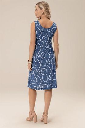 Imagem de Vestido Midi Simplicidade Sem Manga Estampado Cor Do Céu