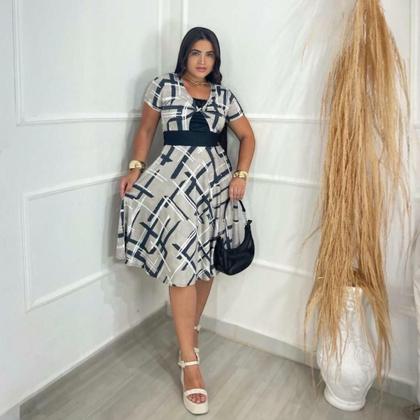 Imagem de Vestido Midi Torcido Estampado Moda Evangélica Feminina