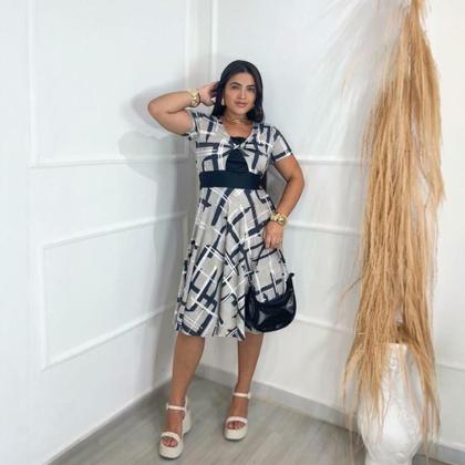 Imagem de Vestido Midi Torcido Estampado Moda Evangélica Feminina
