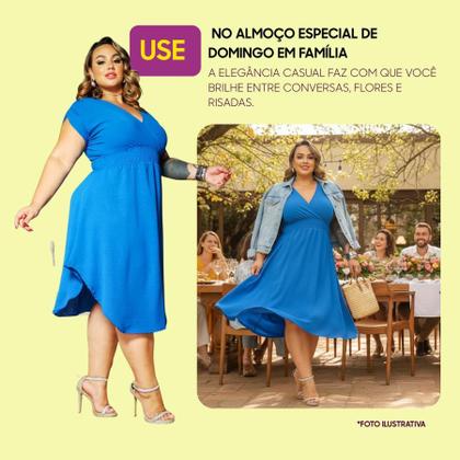 Imagem de Vestido Midi Transpassado Plus Size Confortável Curve Elegante Casual